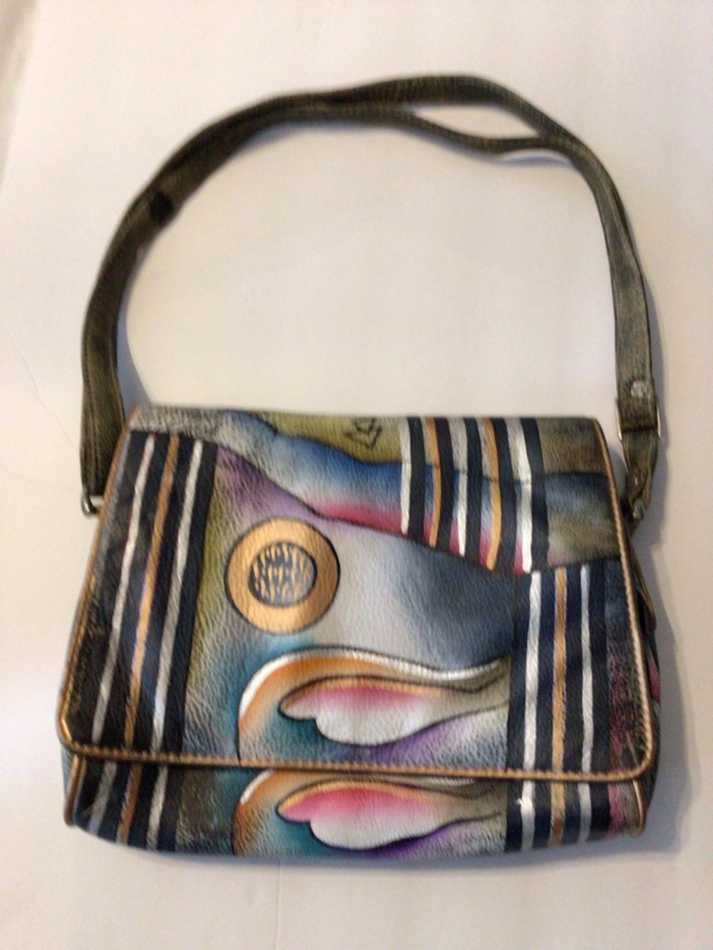 Artistic Multicolor Women's Shoulder Bag with Abstract Pattern